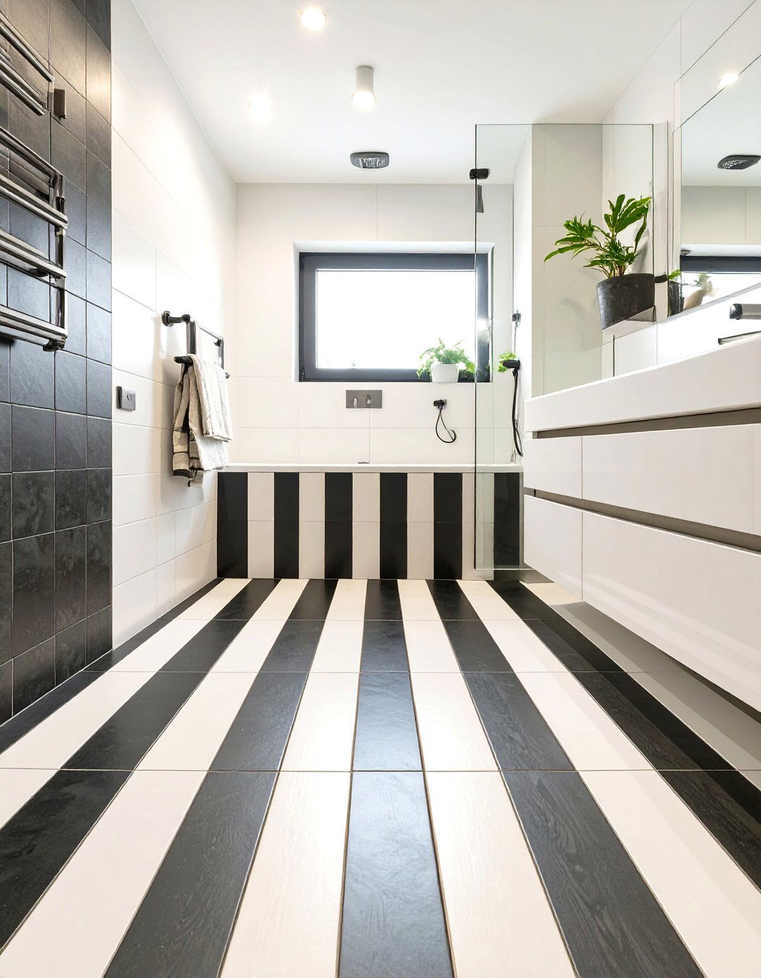 Striped Pattern Tile Flooring - 30 small bathroom bathroom flooring ideas