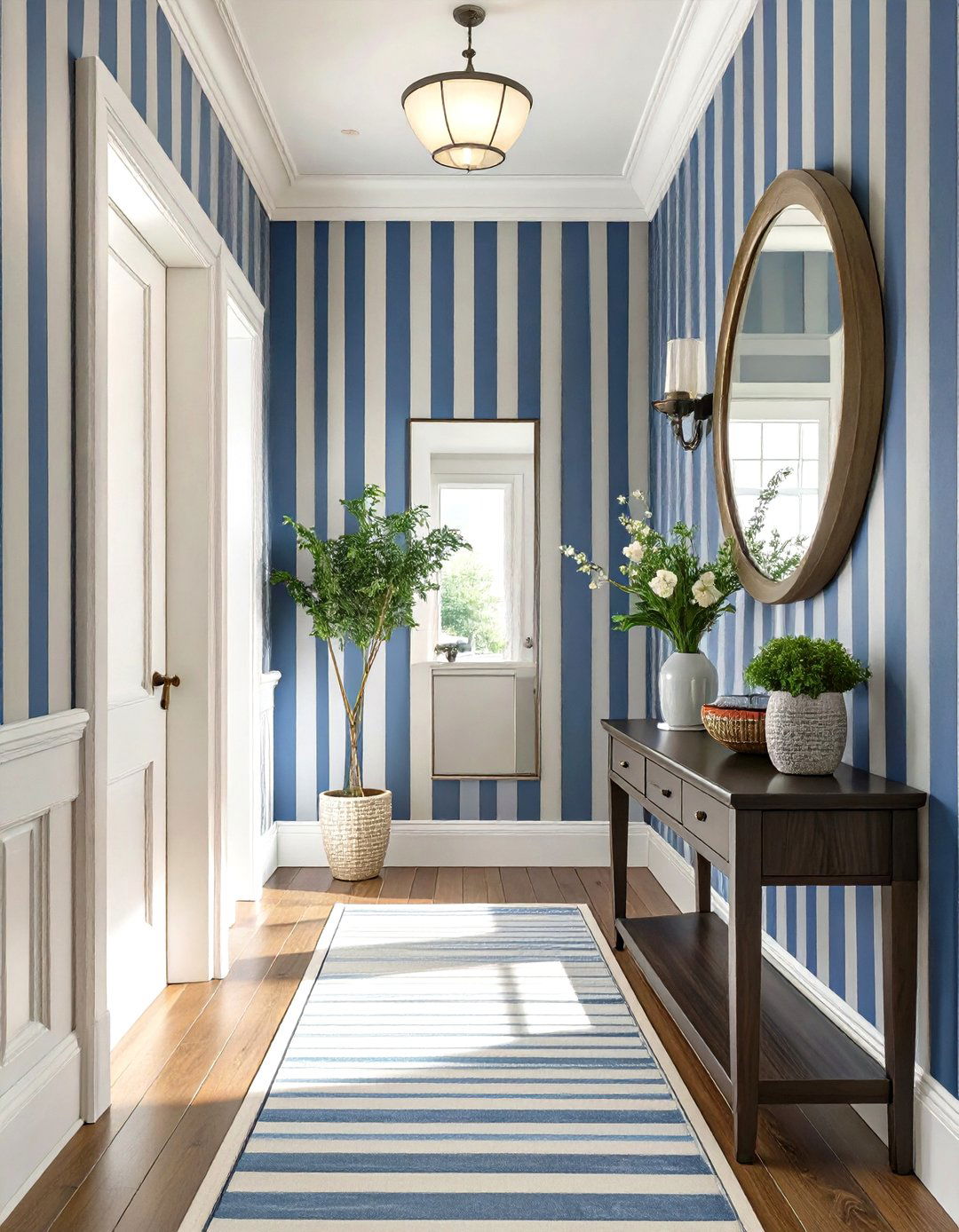 Striped Wallpaper for a Classic Hallway - 30 how to use wallpaper in interior design ideas
