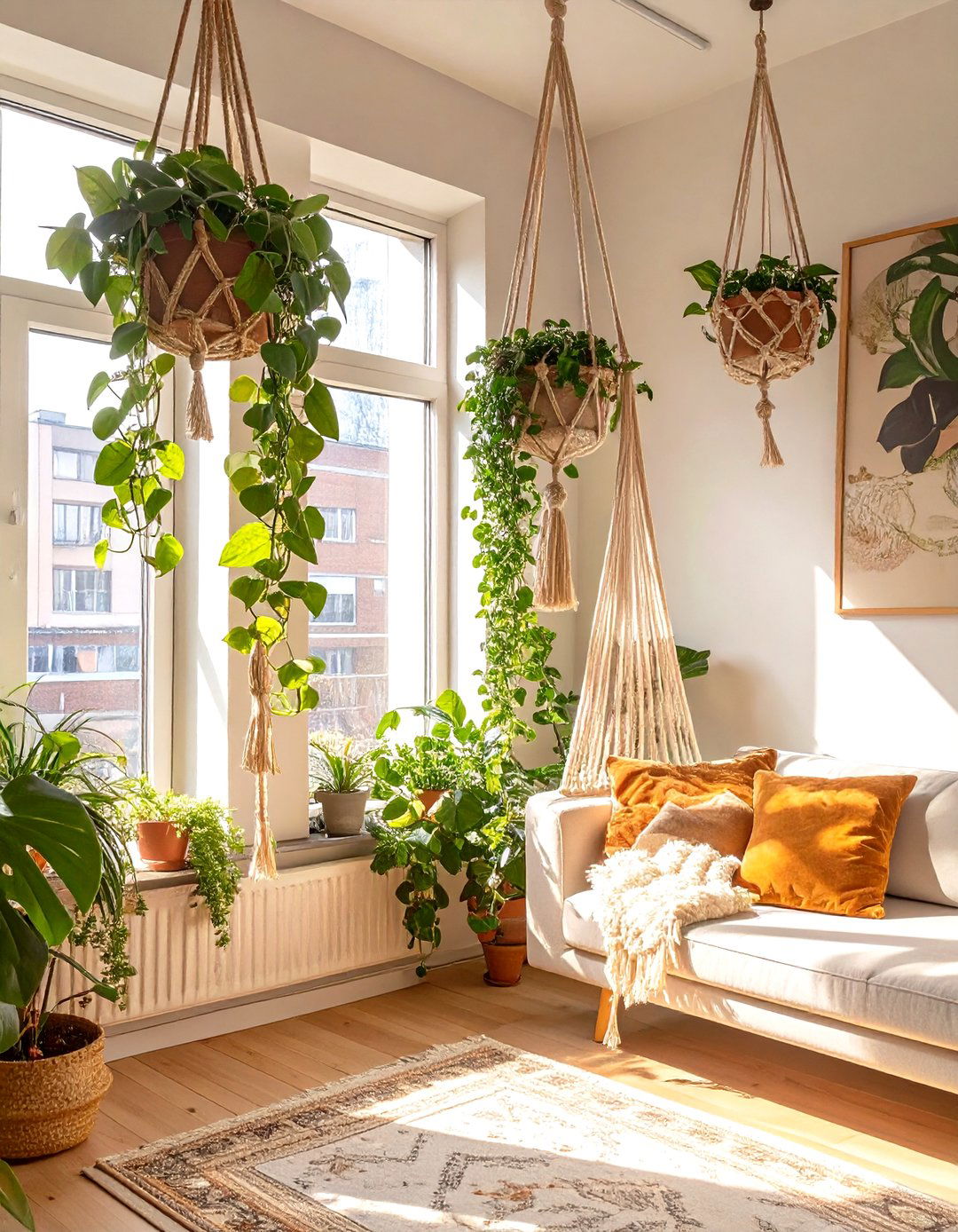Studio Apartment with Hanging Plants - 30 studio apartment interior design ideas
