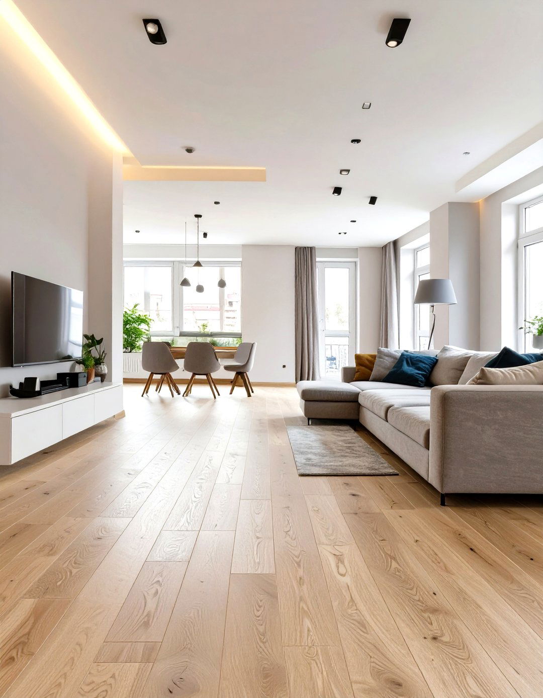 Studio Apartment with a Consistent Flooring Material - 30 studio apartment interior design ideas