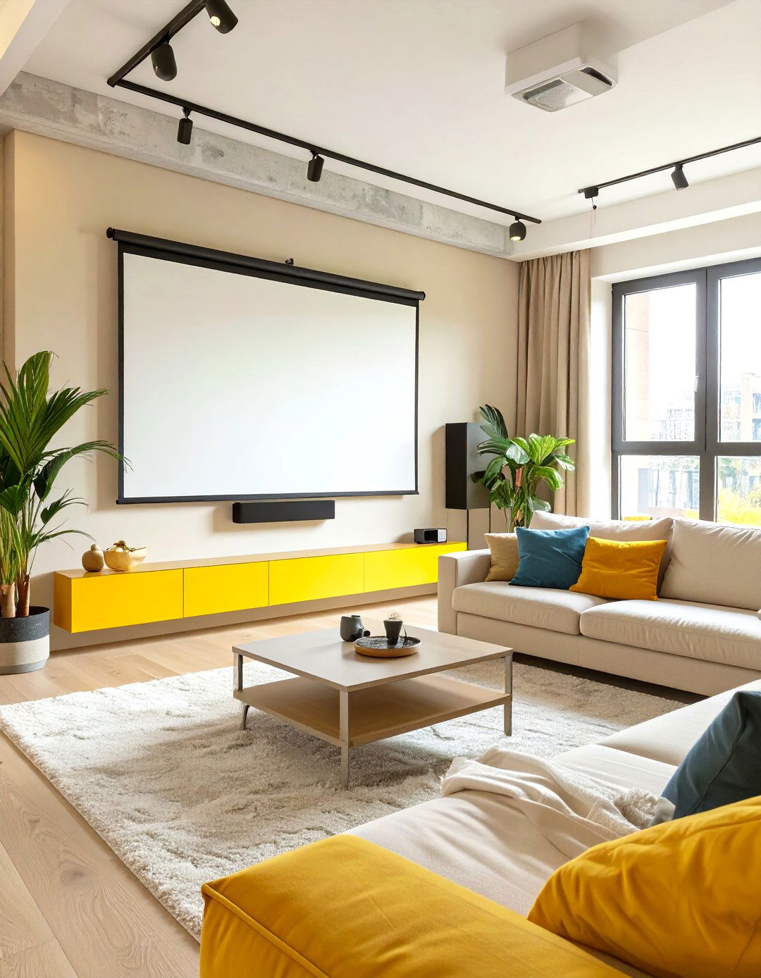 Studio Apartment with a Projection Screen - 30 studio apartment interior design ideas