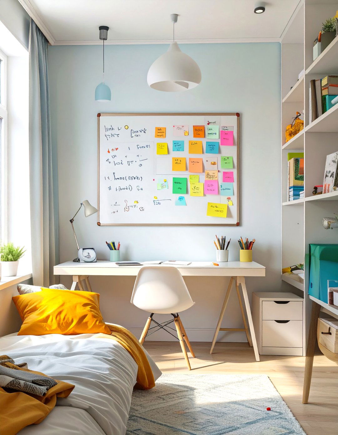 Study Area with a Magnetic Whiteboard - 30 teenage bedroom ideas
