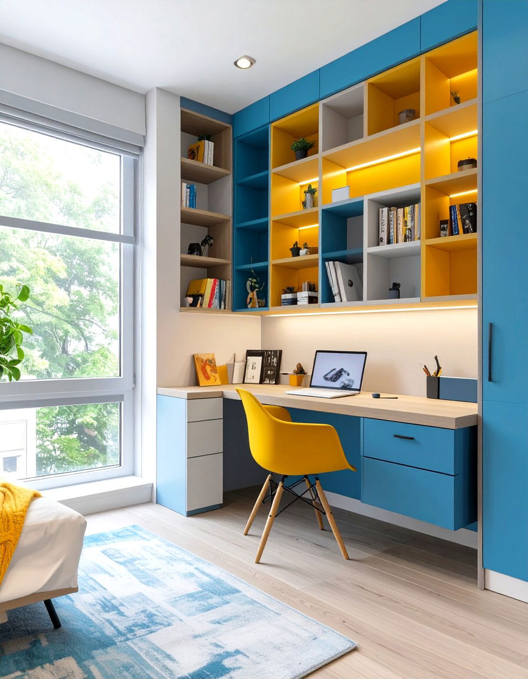 Study with Corner Shelving Solutions - 30 study interior design ideas