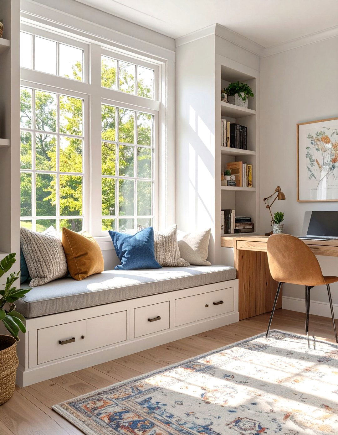 Study with a Window Seat Nook - 30 study interior design ideas