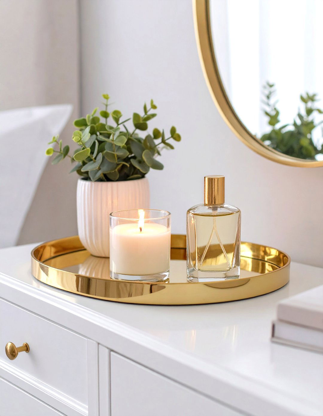 Style a Decorative Tray on a Dresser - 30 simple bedroom decorating ideas
