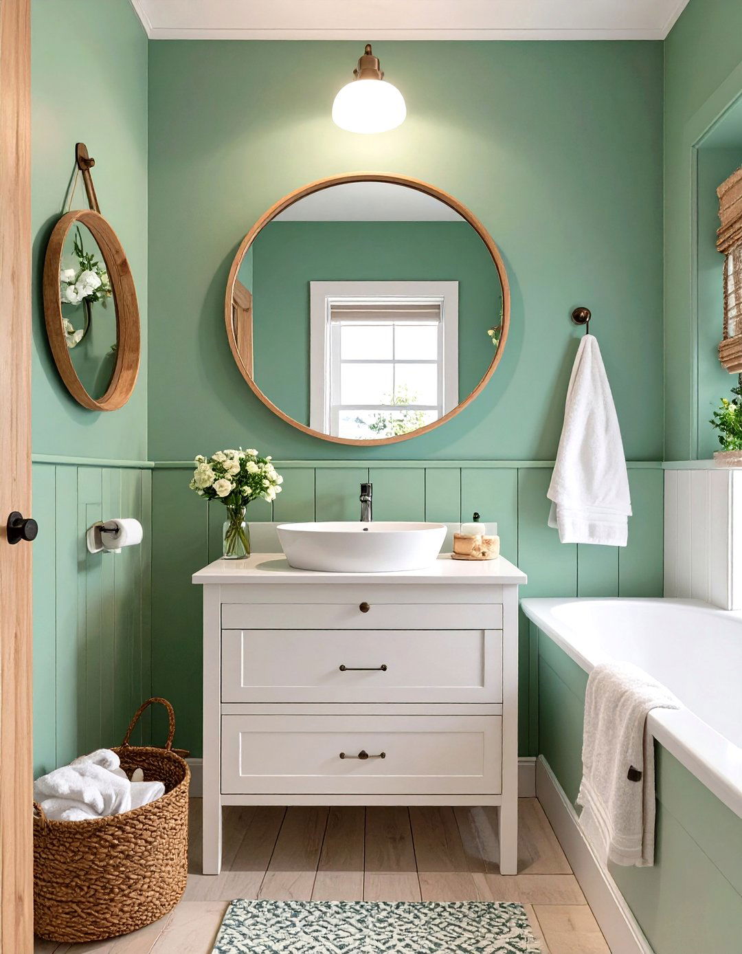 Styling with Coastal Seafoam Green - 30 small bathroom color trends 2025