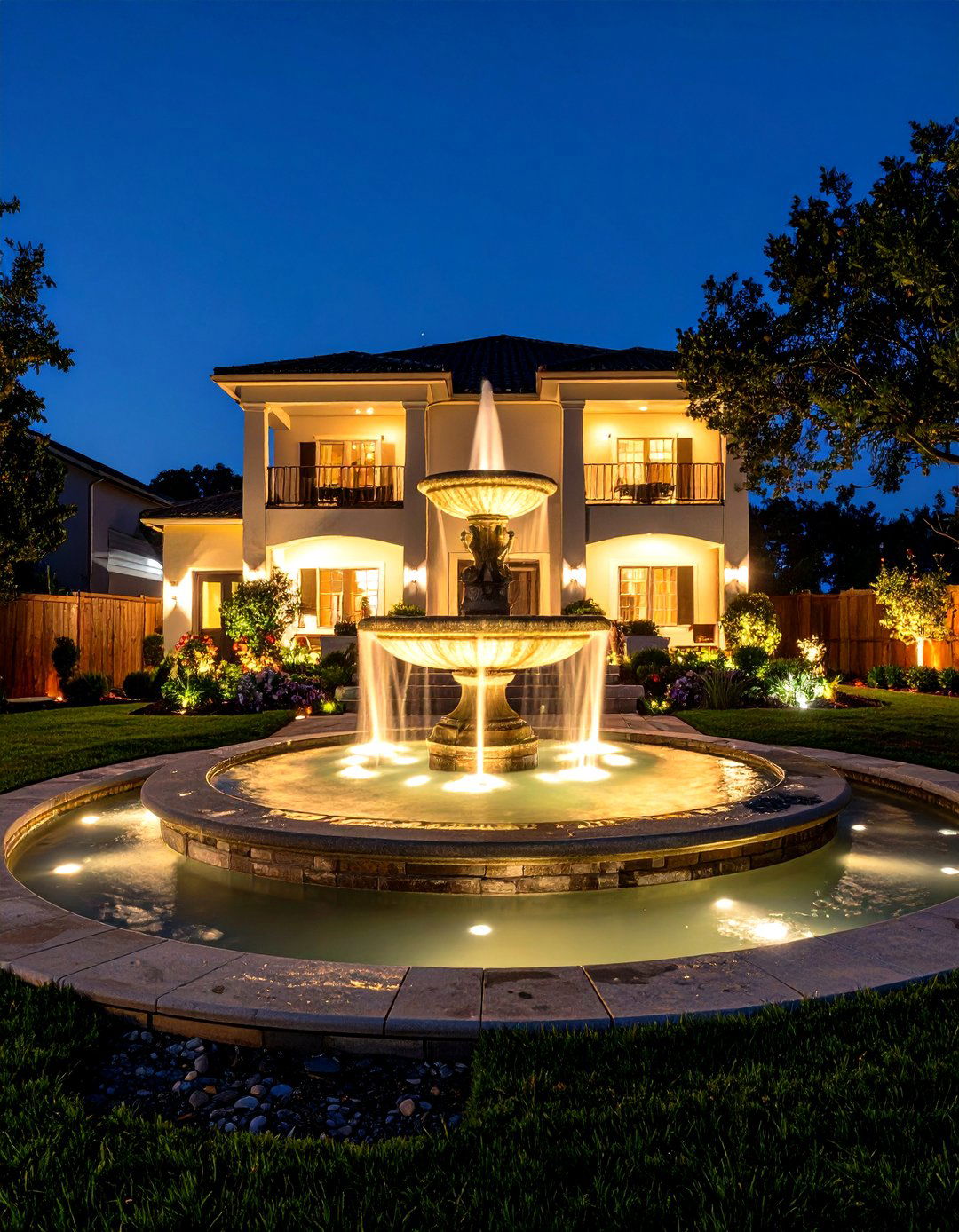 Submerged Pond and Fountain Lights - 30 front yard lighting ideas