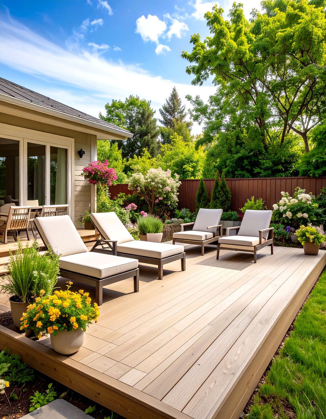 Subtle Beige Painted Deck - 30 painted deck ideas