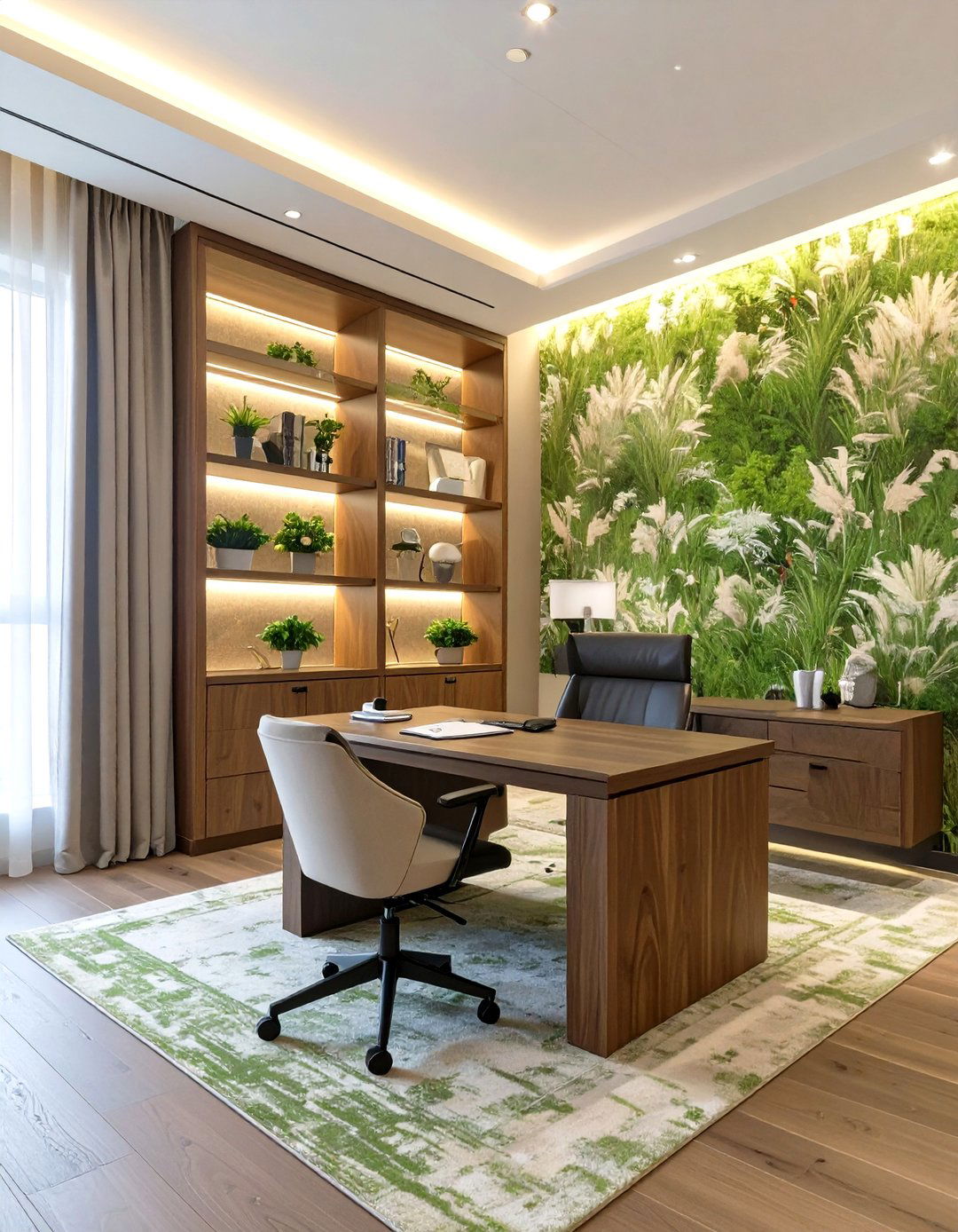 Subtle Grasscloth Texture Office Wallpaper - 30 office wallpaper ideas
