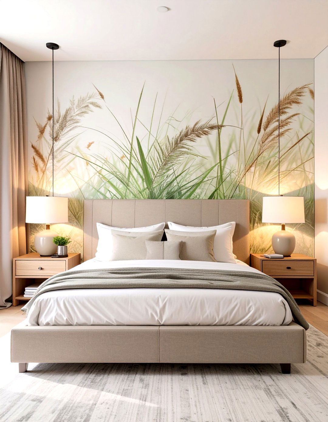 Subtle Grasscloth Textured Bedroom - 30 classy bedroom wallpaper designs