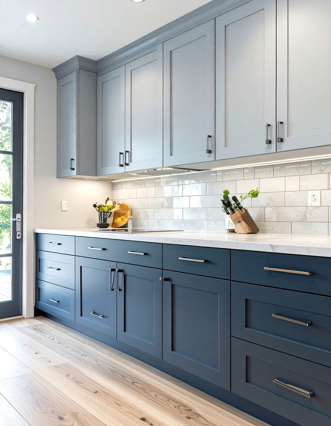 Subtle Gray Uppers with Dark Charcoal Lowers - 30 two tone kitchen cabinet ideas