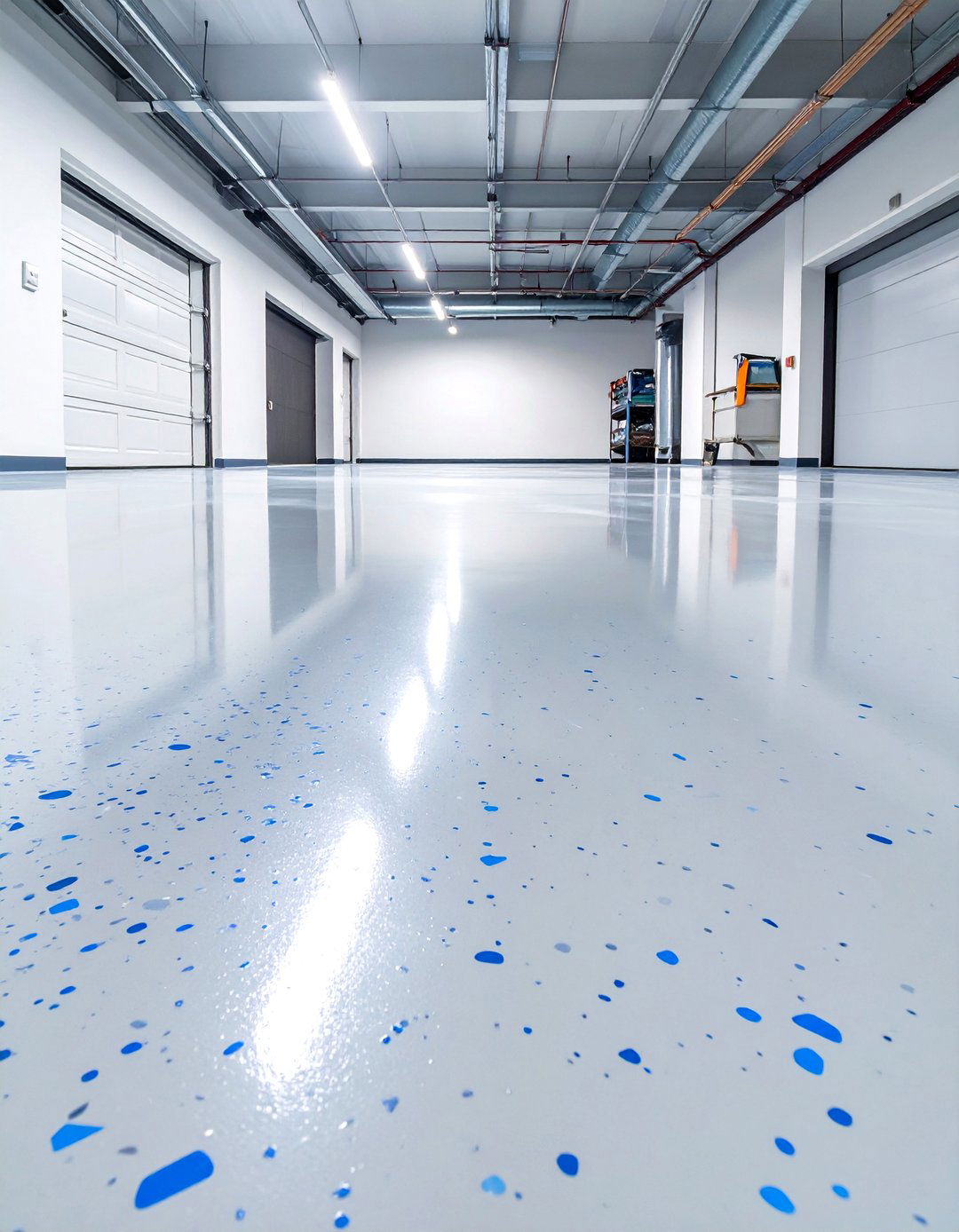Subtle Gray with Blue Flakes - 30 garage floor paint ideas