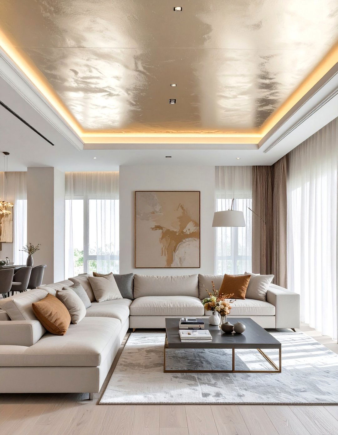 Subtle Metallic Paint Finish - 30 ceiling ideas for living room