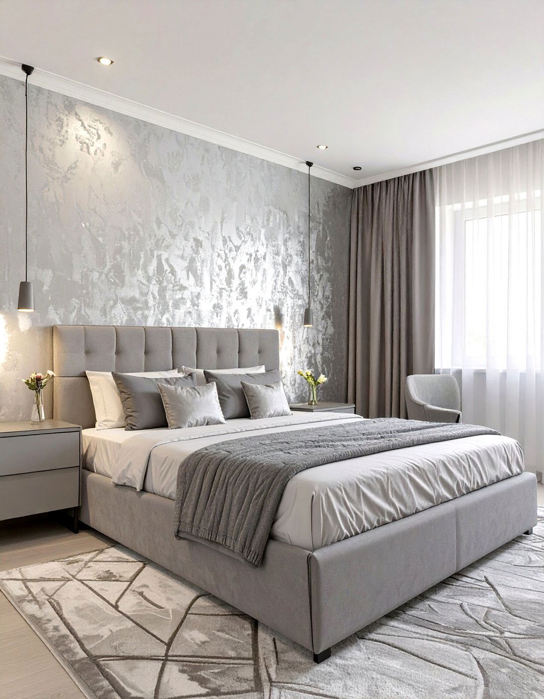 Subtle Metallic Sheen Bedroom - 30 classy bedroom wallpaper designs