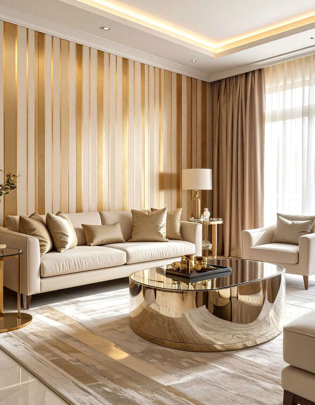 Subtle Metallic Stripe Living Room Wallpaper - 30 classy wallpaper designs for living room