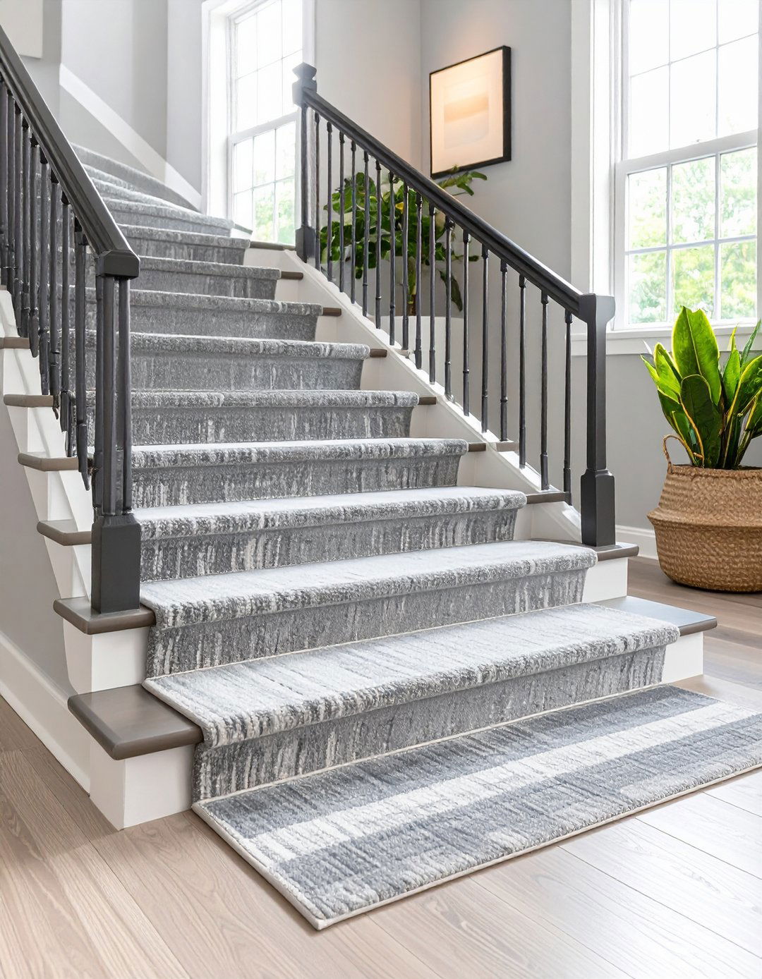 Subtle Striped Stair Carpets - 30 latest carpet trends for stairs