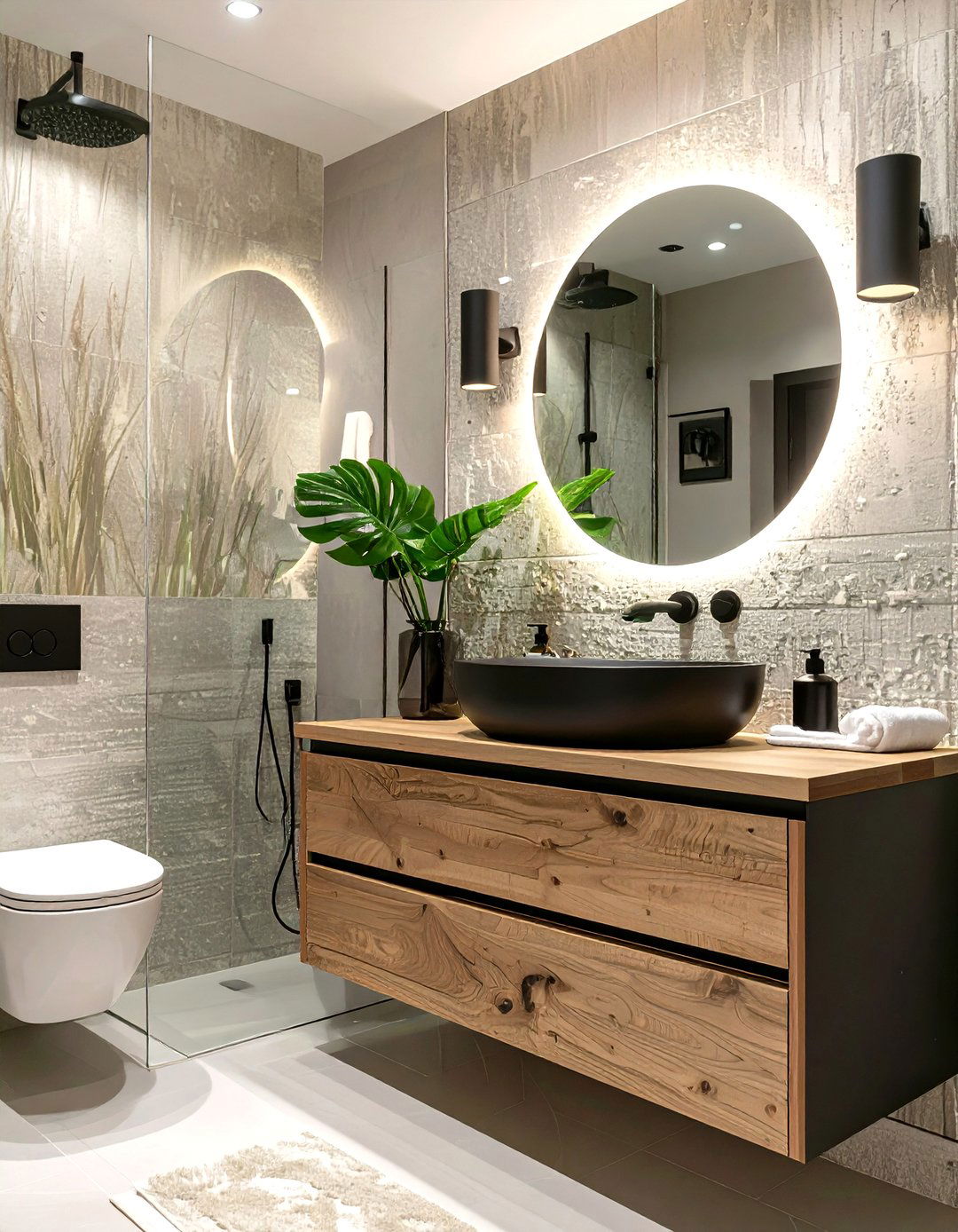 Subtle Texture Wallpaper - 30 small bathroom bathroom wallpaper ideas