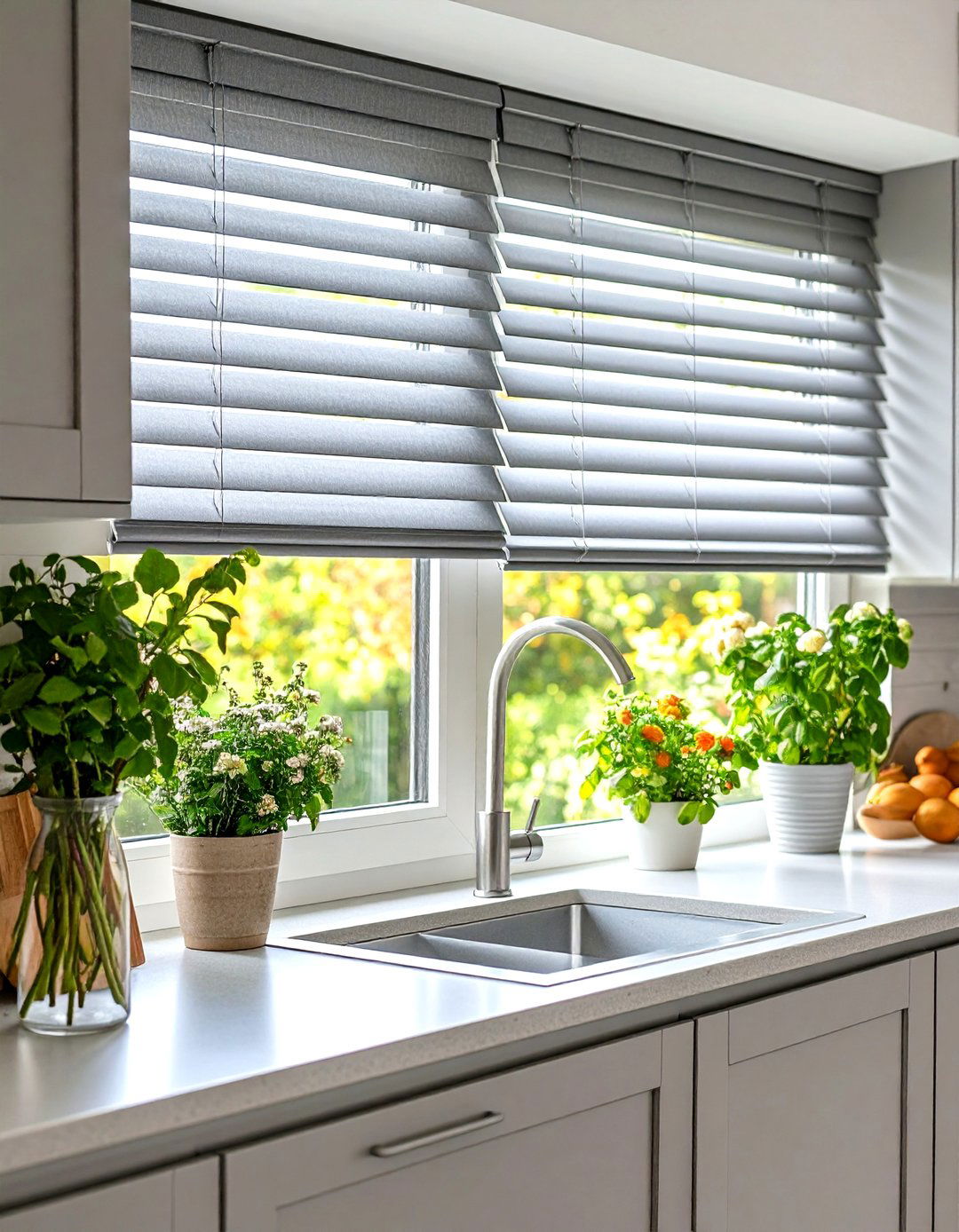 Subtle Texture with Pleated Blinds - 30 kitchen blinds ideas