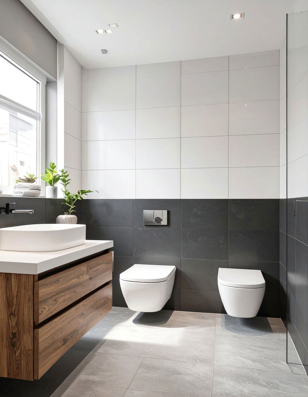 Subtle Two Tone Bathroom Walls - 30 bathroom tile paint ideas