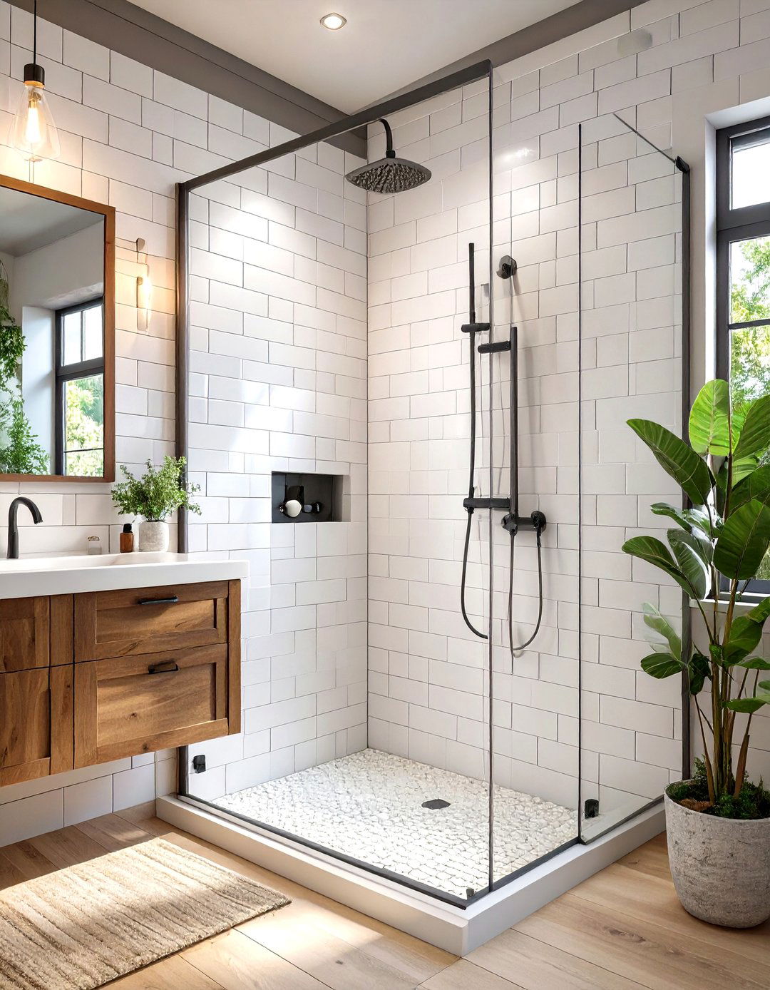 Subway Tile with Black Grout - 30 tiled shower ideas