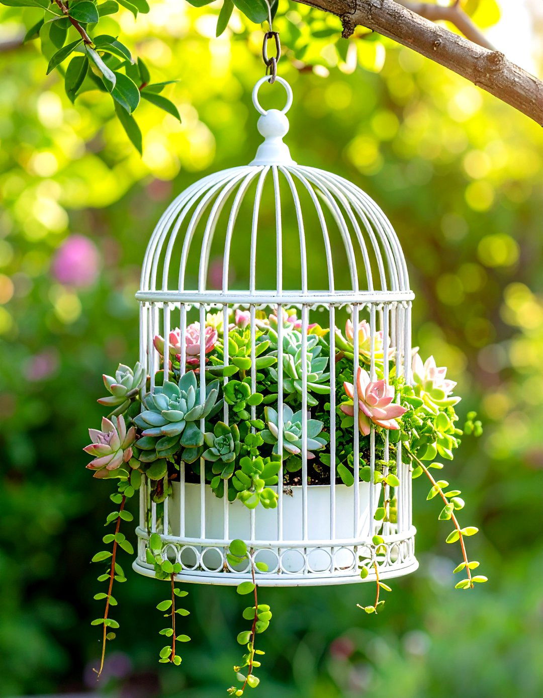 Succulent Birdcage Planter Garden - 30 outdoor succulent garden ideas
