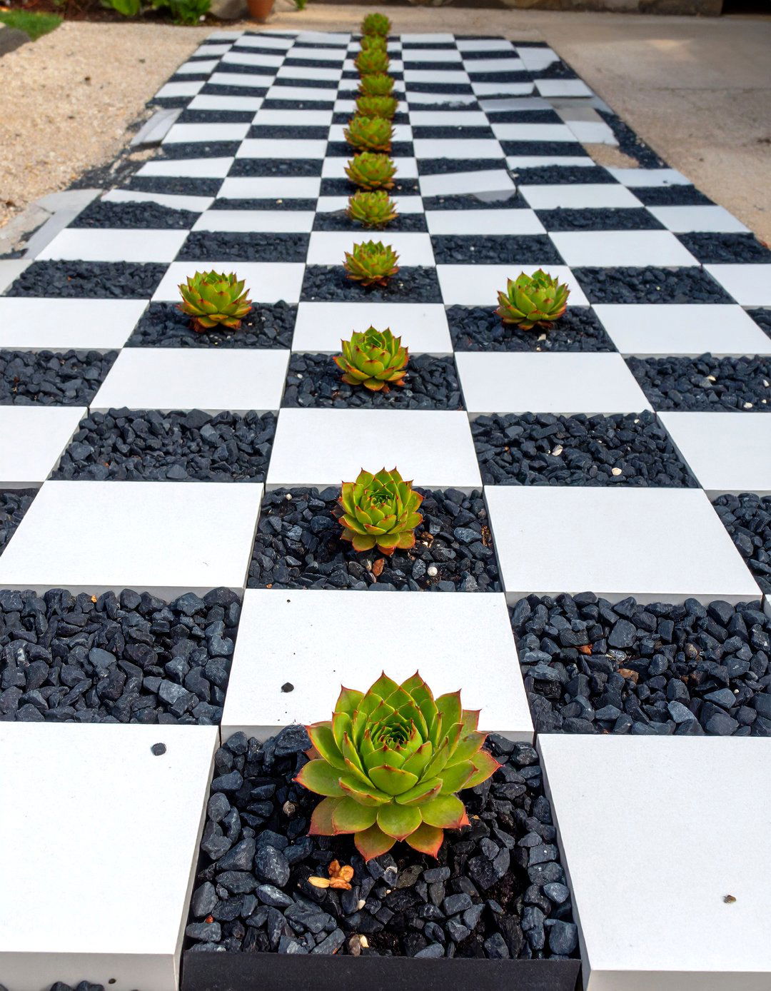 Succulent Chess Board Garden - 30 succulent garden ideas