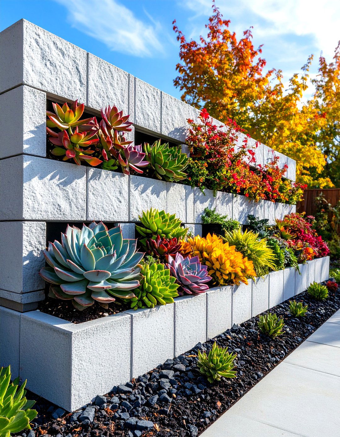 Succulent Cinder Block Garden - 30 outdoor succulent garden ideas