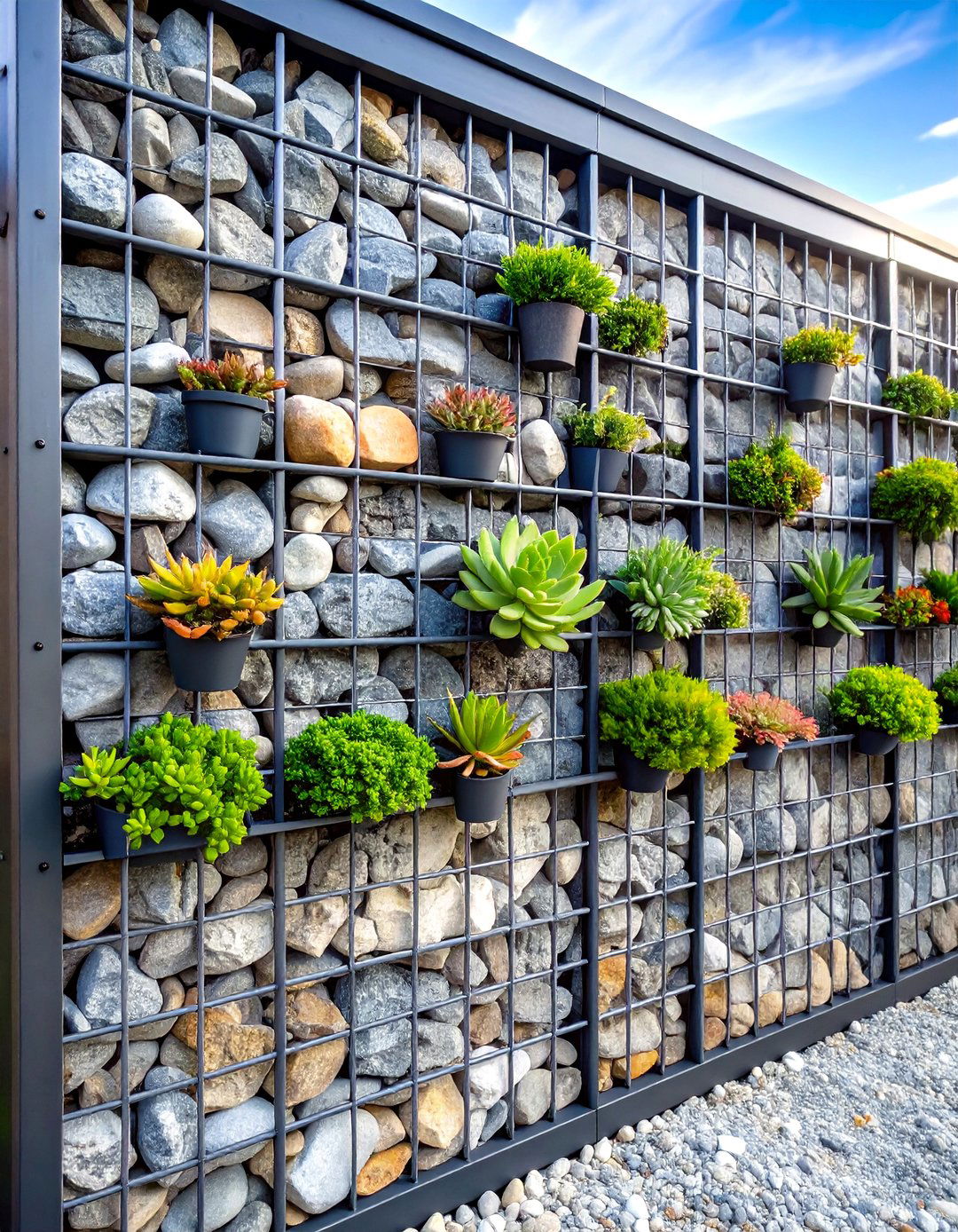 Succulent Garden in a Gabion Wall - 30 outdoor succulent garden ideas