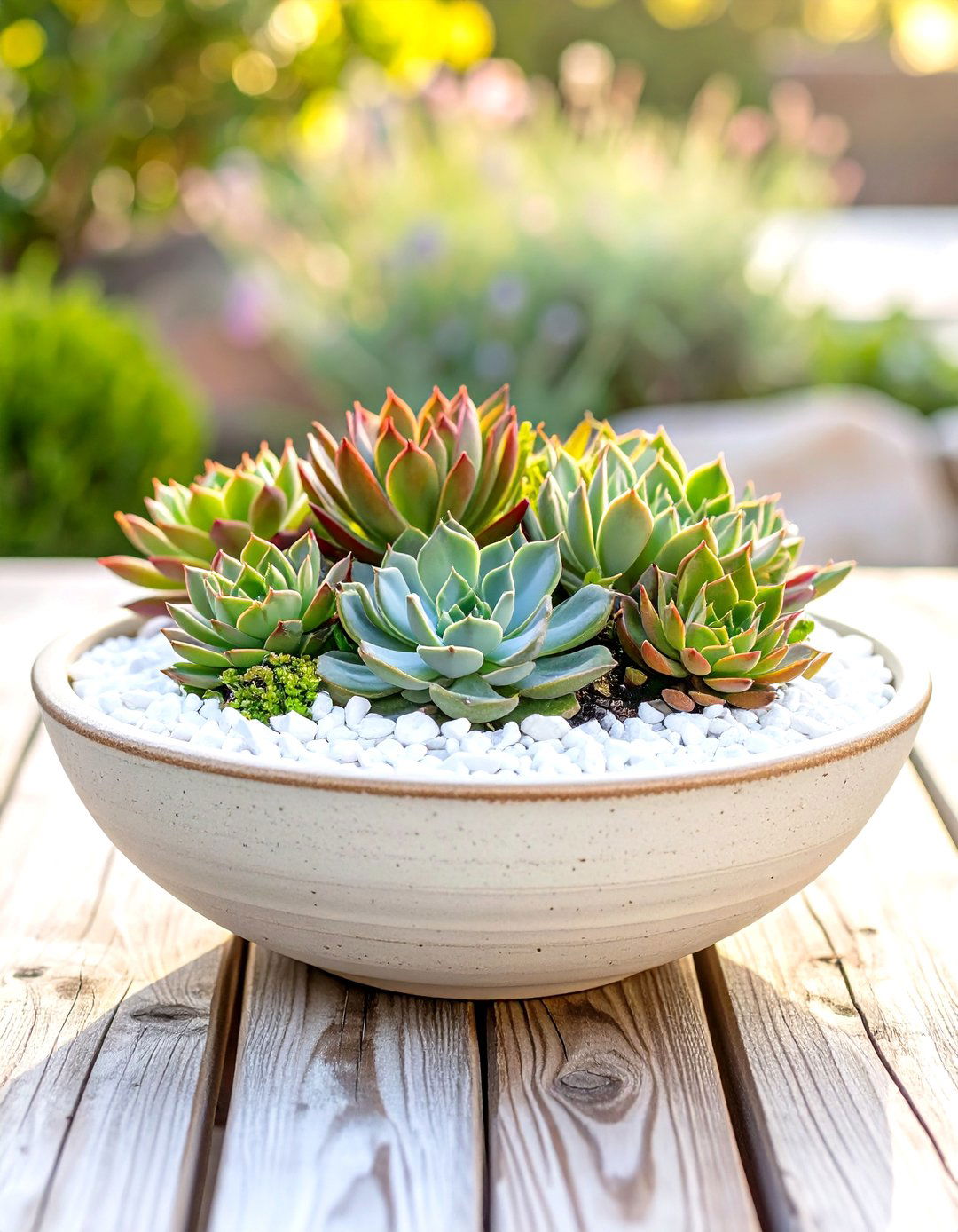 Succulent Garden in a Shallow Bowl - 30 simple garden ideas