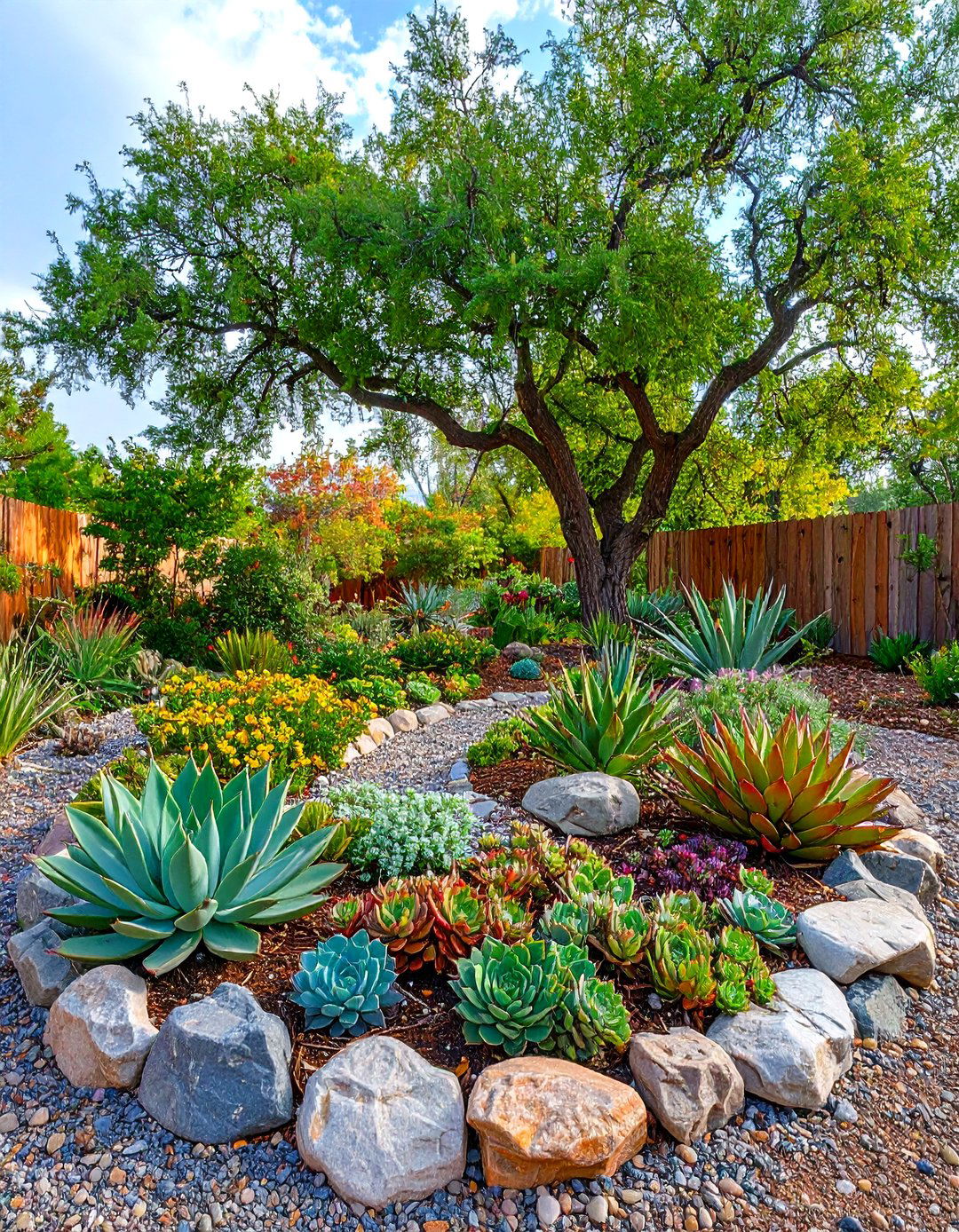 Succulent Rock Garden Ring - 30 landscape tree ring ideas