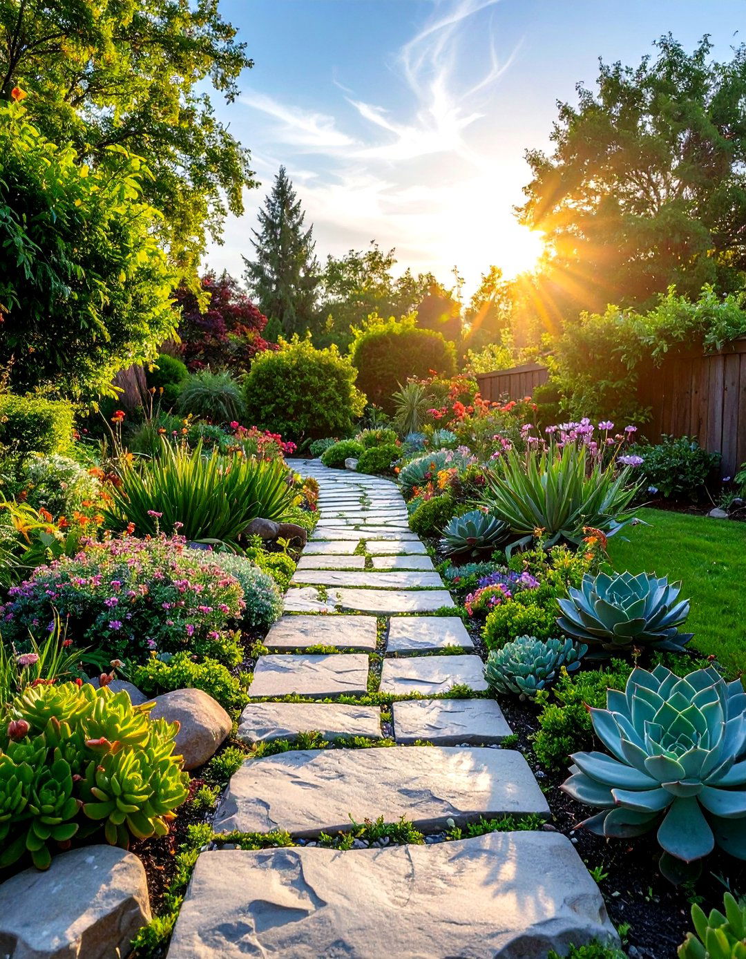 Succulent Stepping Stone Garden - 30 outdoor succulent garden ideas