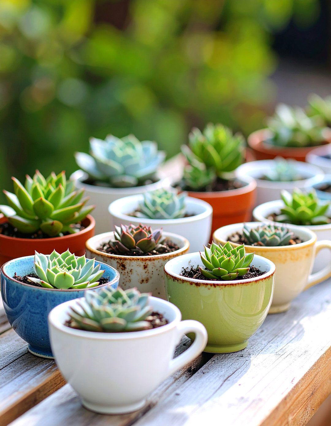 Succulent Tea Cup Garden - 30 outdoor succulent garden ideas