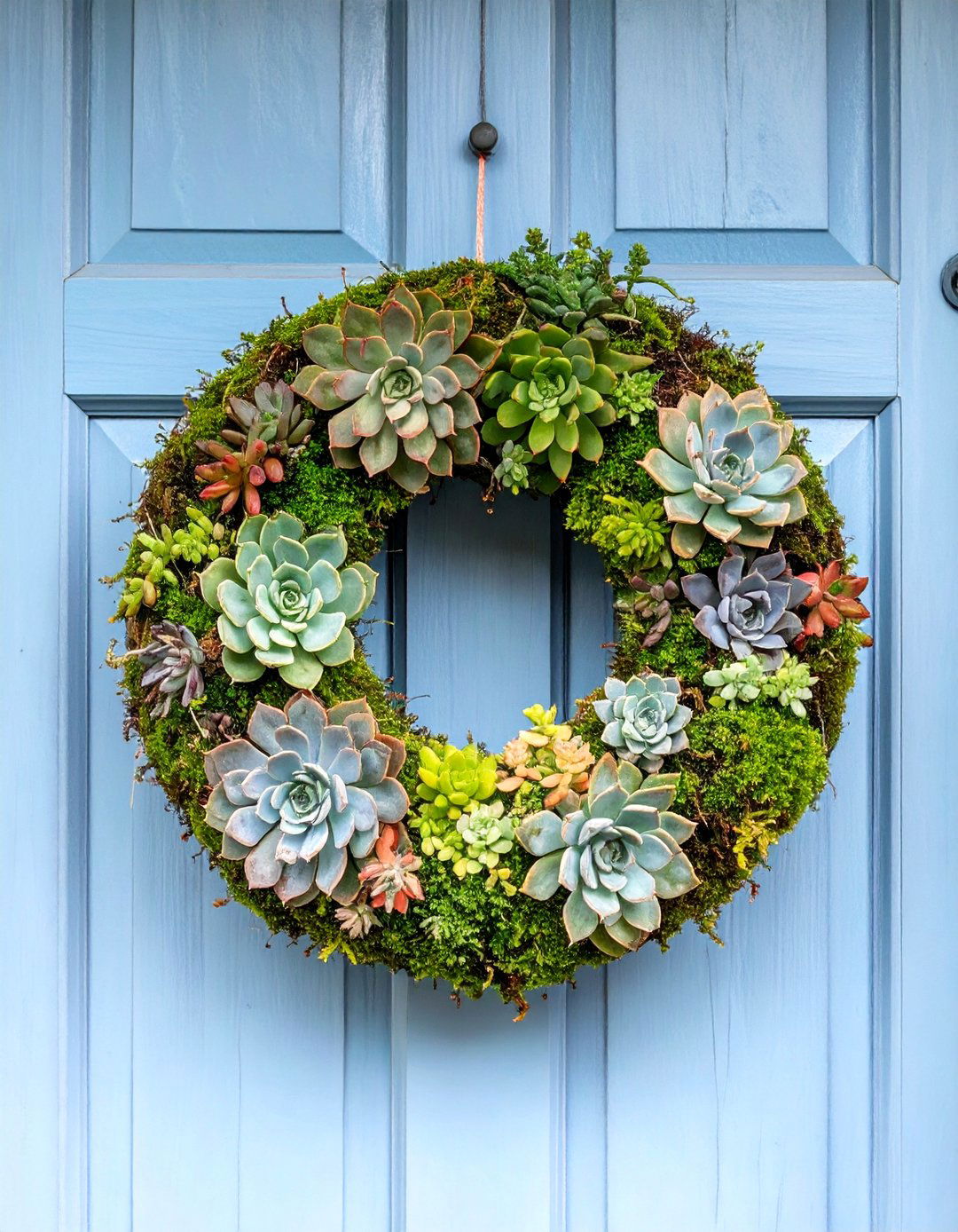Succulent Wreath for Doors - 30 succulent garden ideas