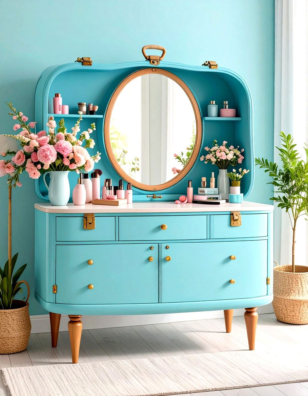 Suitcase Vanity Table - 30 diy vanity ideas