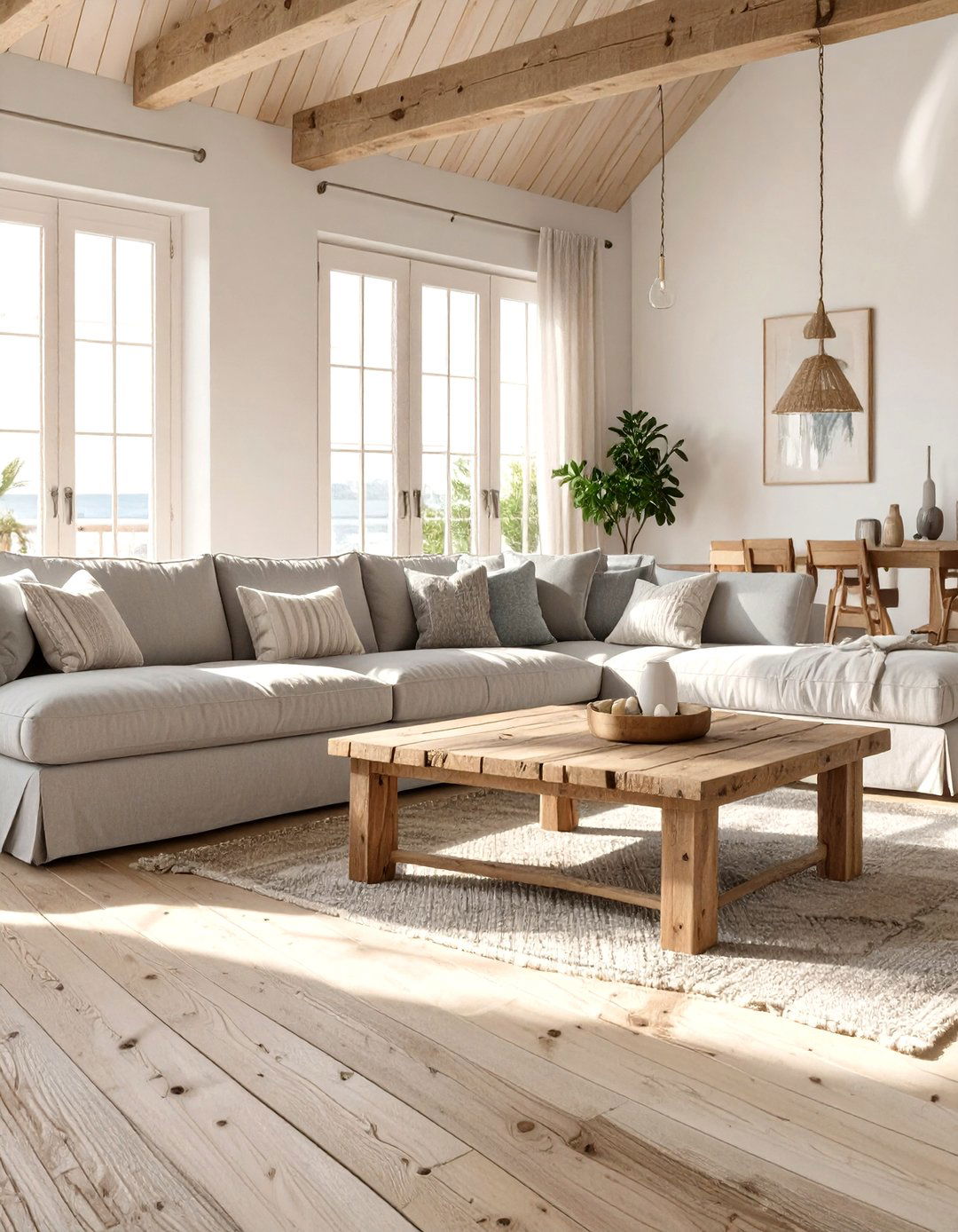 Sun Bleached Wood Living Room - 30 modern coastal living room ideas