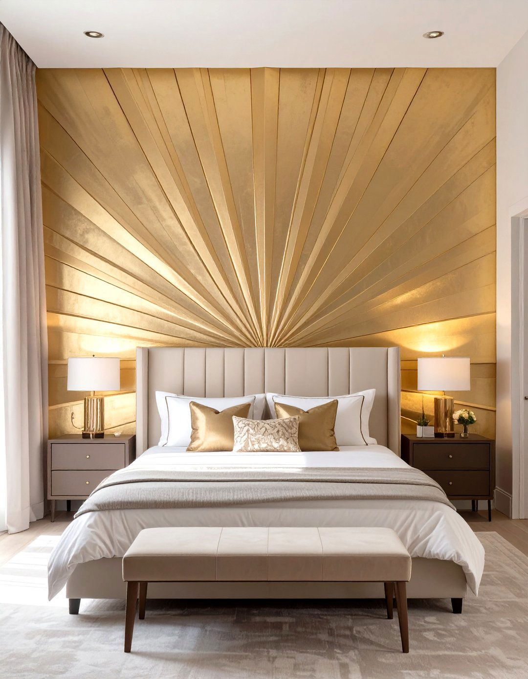 Sunburst Accent Wall Design - 30 broom wall paint ideas