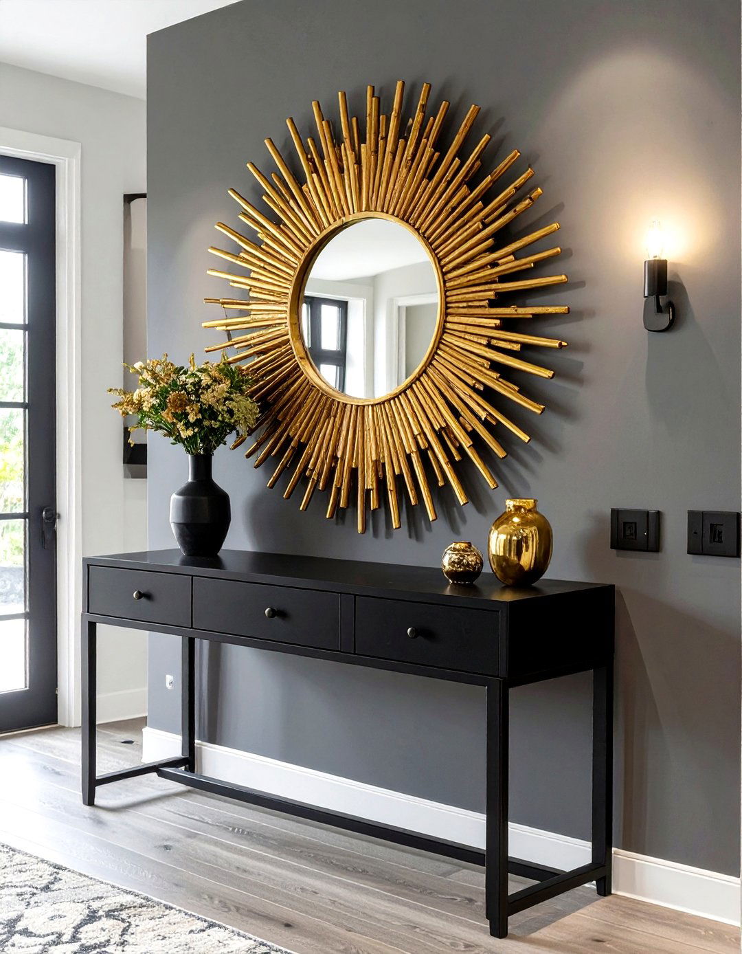 Sunburst Mirror from Dowels - 30 diy wall decor ideas
