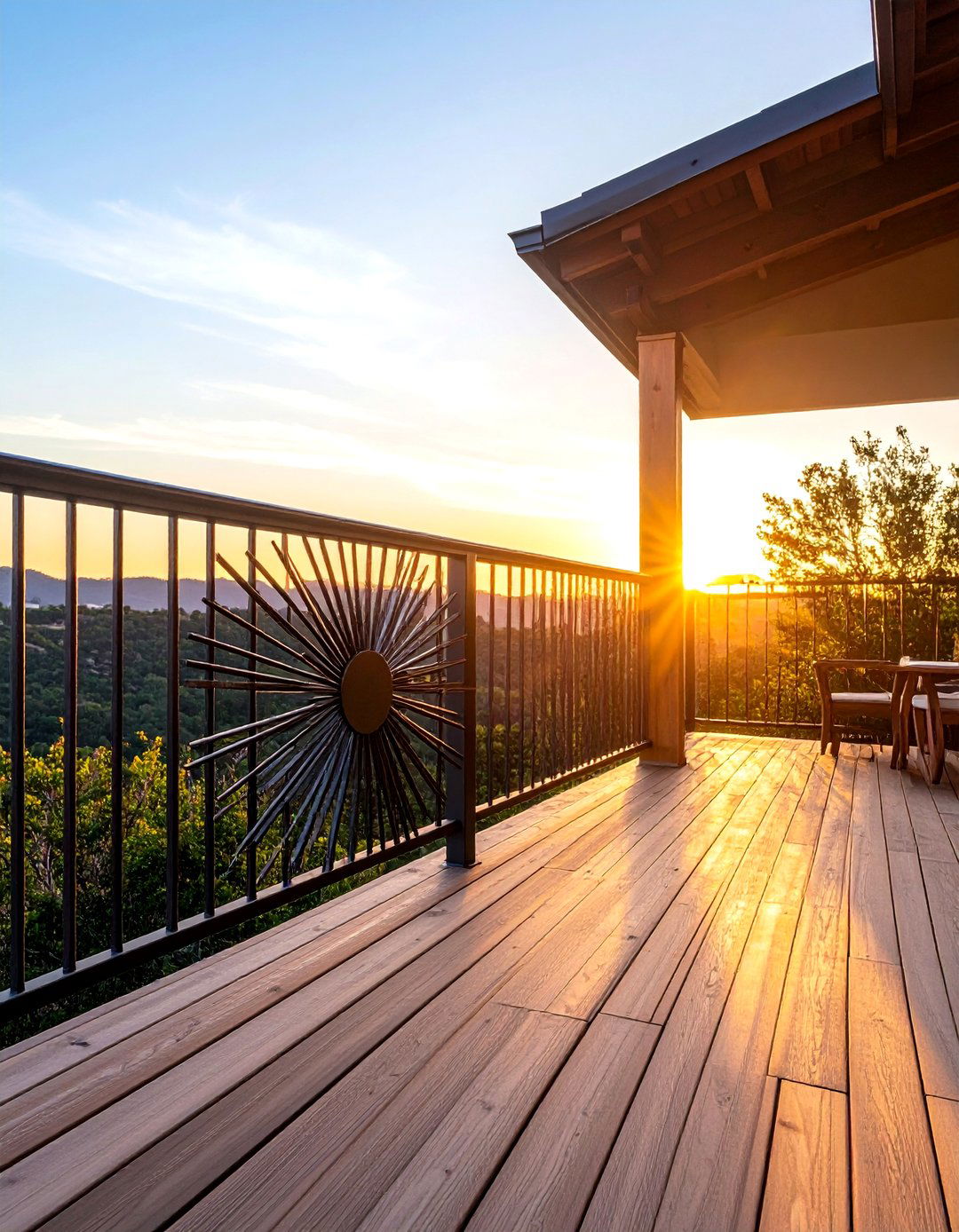 Sunburst Pattern Deck Rails - 30 deck rails ideas