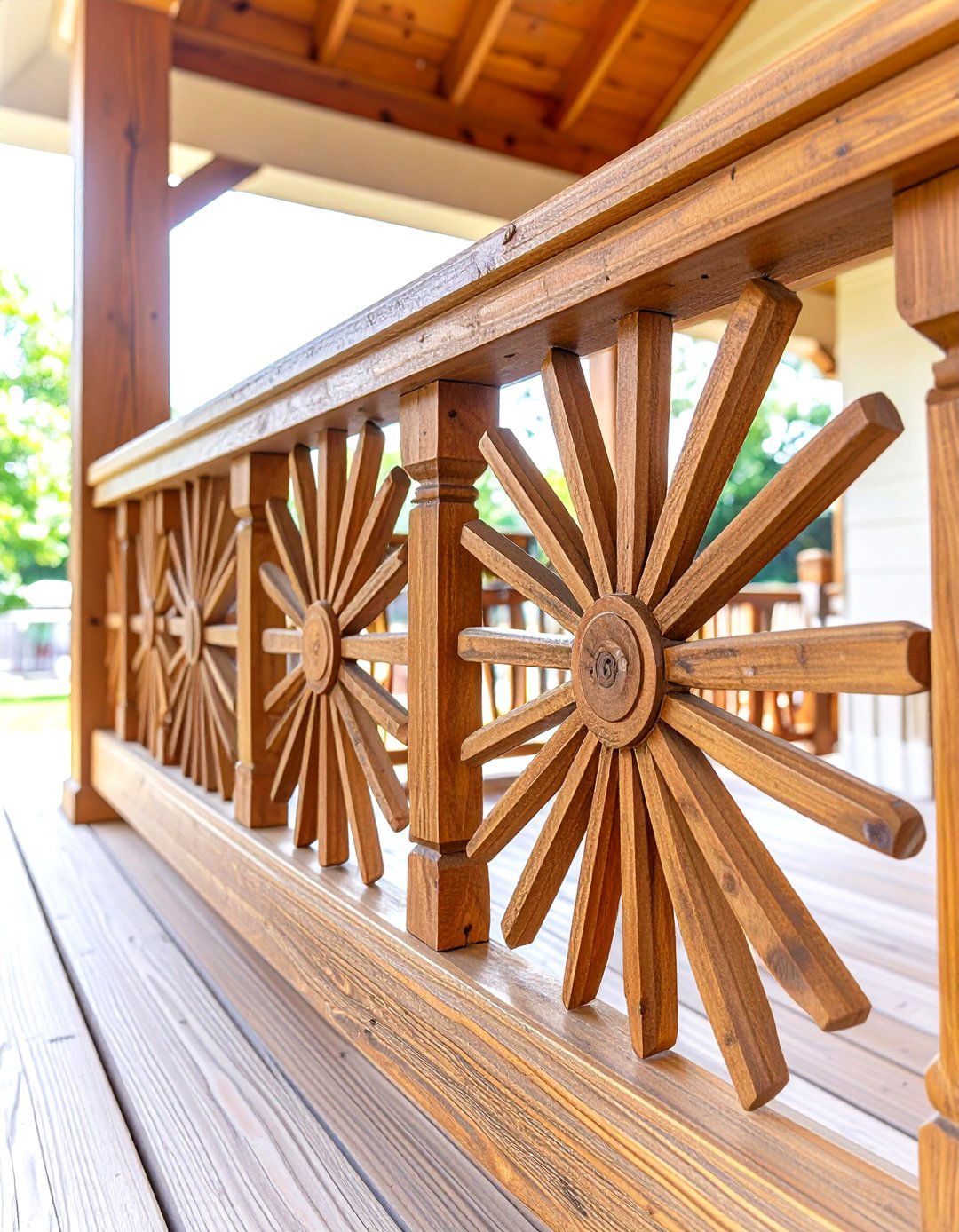 Sunburst Pattern Porch Railing - 30 porch railing designs