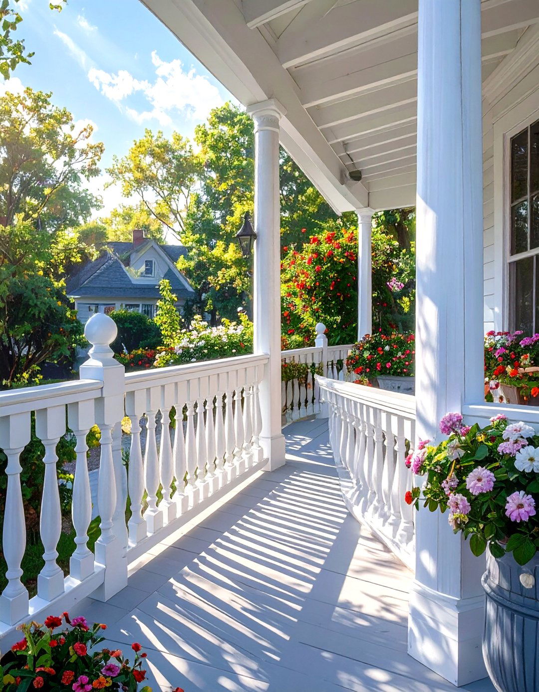 Sunburst Pattern Railing - 30 small front porch railing ideas