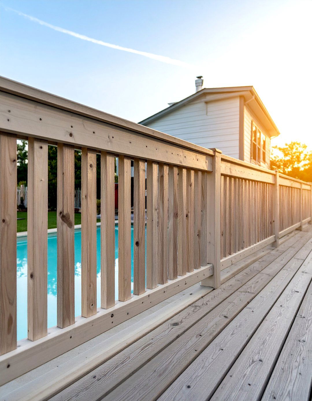 Sunburst Pattern Wood Railing - 30 inexpensive deck railing ideas