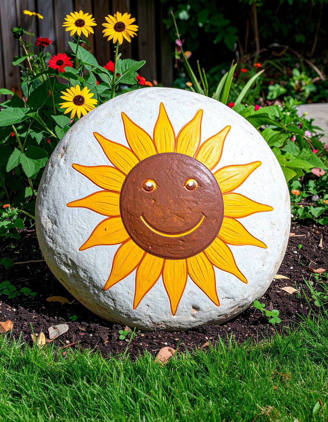 Sunflower Painted Rocks - 30 rock painting ideas for garden