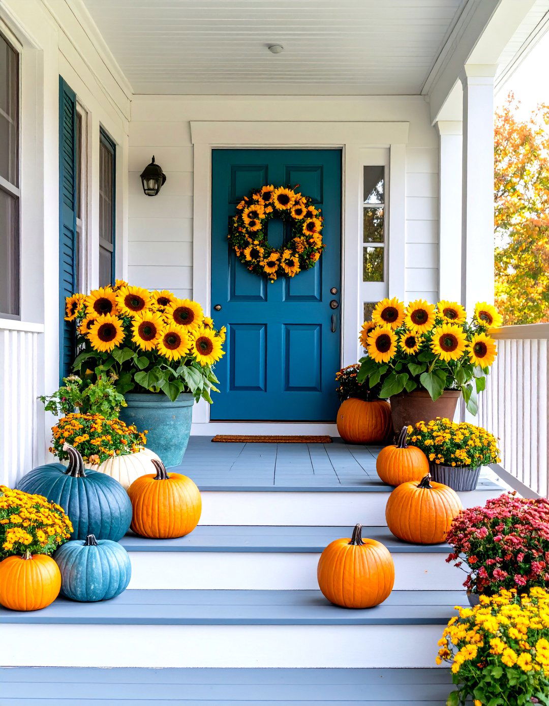 Sunflower Themed Porch Decor - 30 fall porch decor ideas