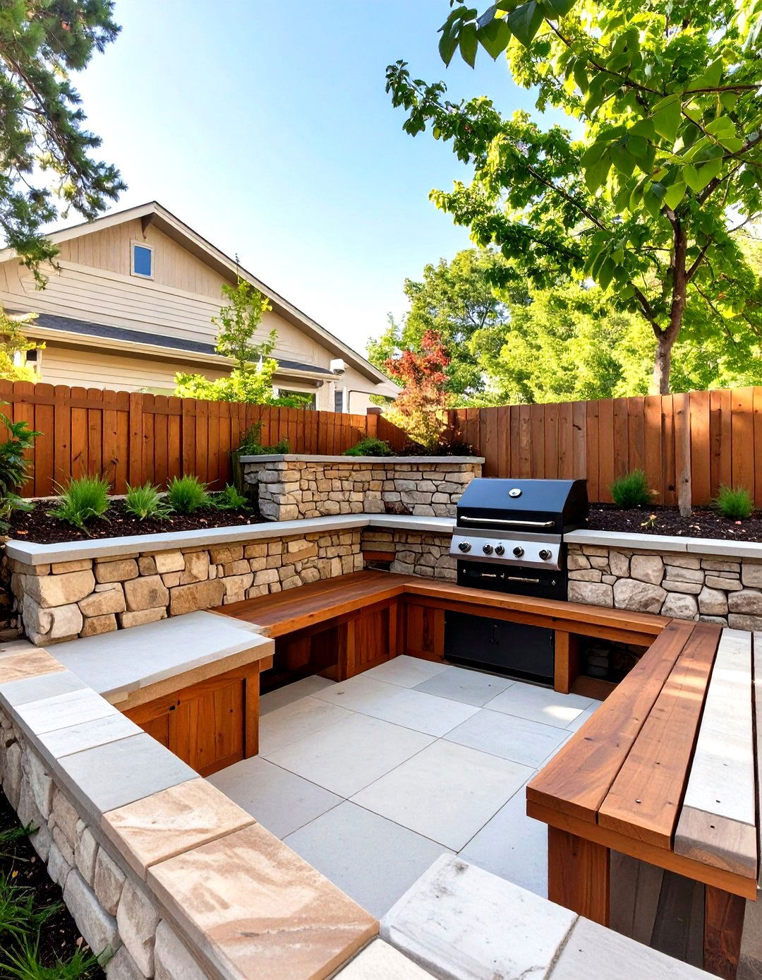 Sunken BBQ Area Design - 30 small outdoor bbq area ideas