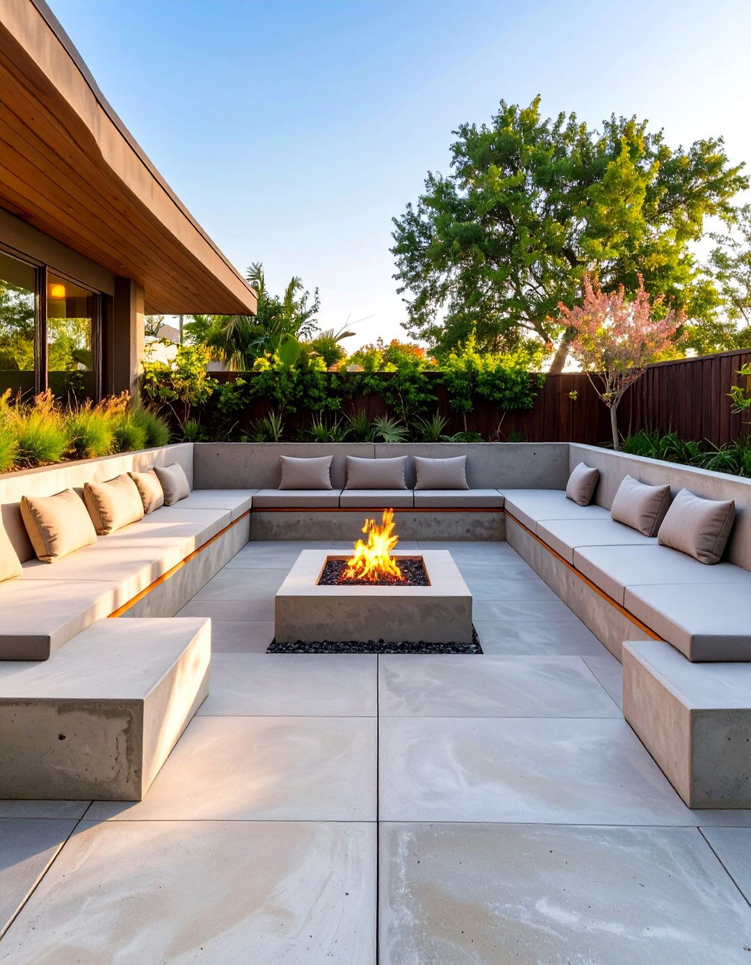 Sunken Cement Patio Lounge or Conversation Pit - 30 cement patio ideas