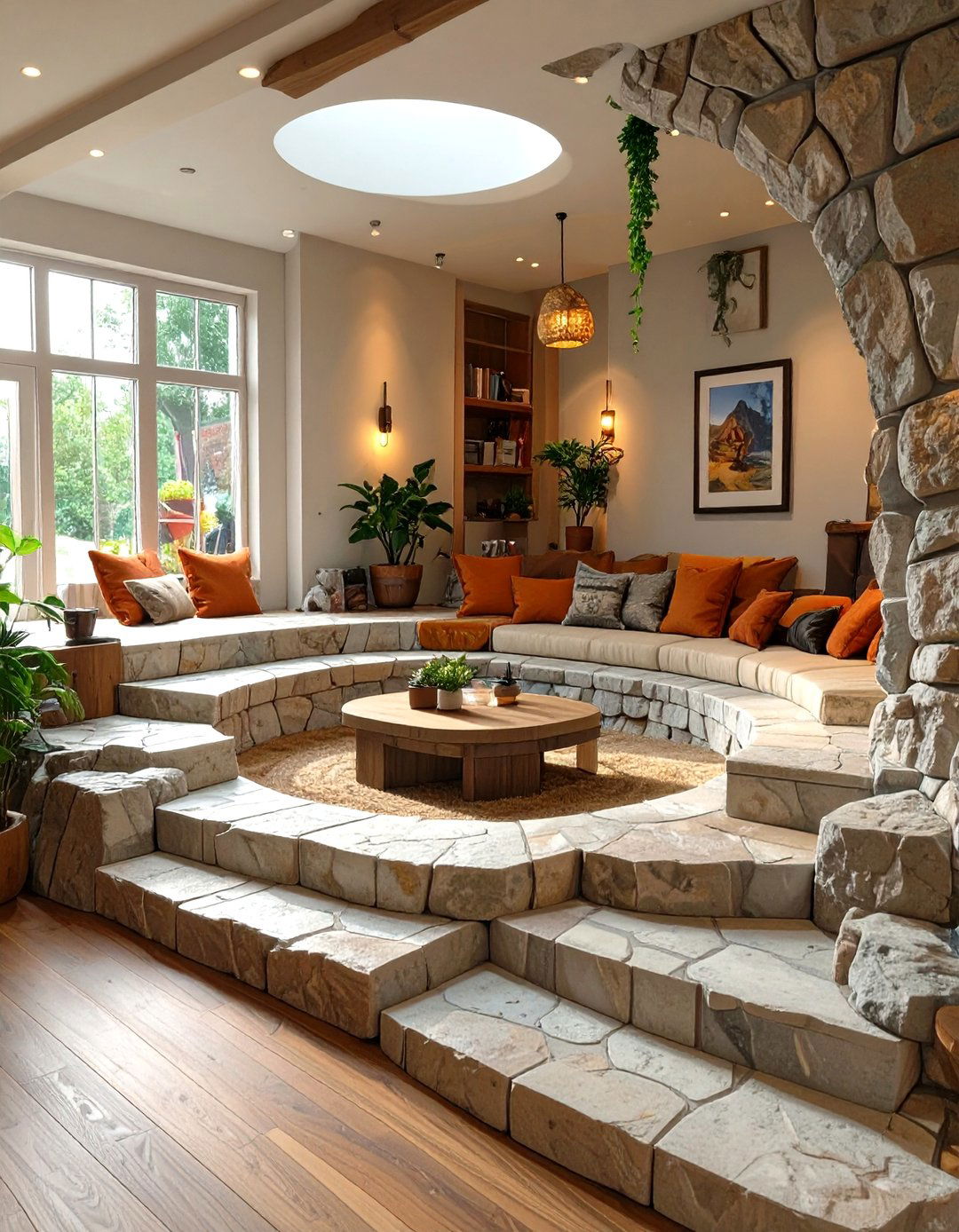 Sunken Conversation Pit - 30 minecraft living room ideas