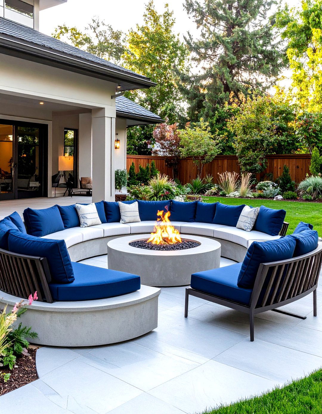 Sunken Fire Pit Conversation Area - 30 outdoor sitting area ideas