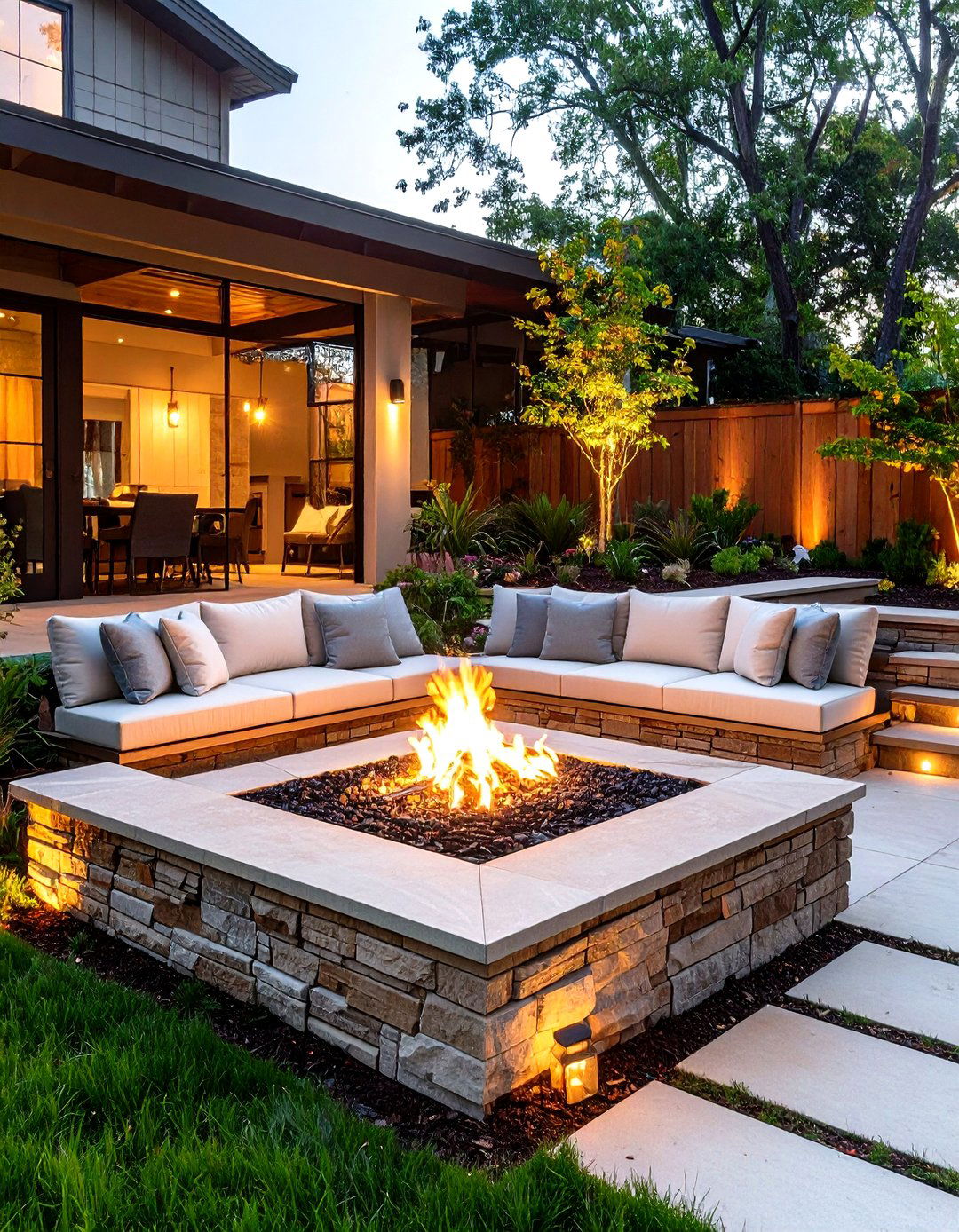 Sunken Fire Pit Seating Area - 30 fire pit backyard ideas