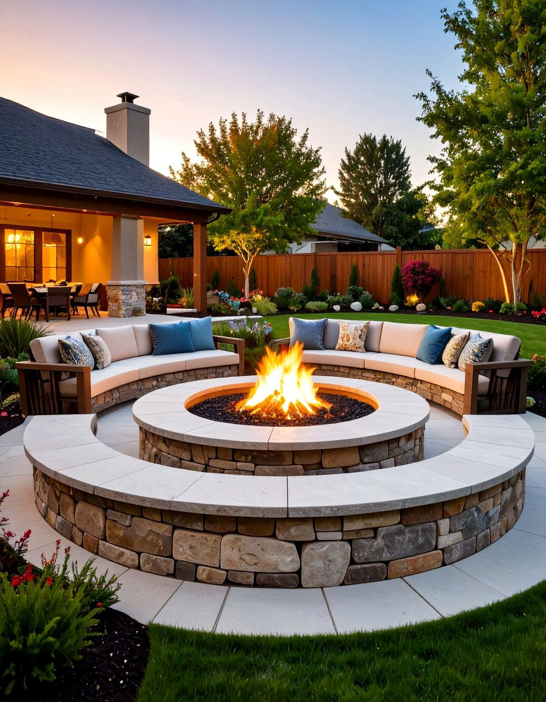 Sunken Fire Pit Seating Area - 30 backyard fireplace ideas