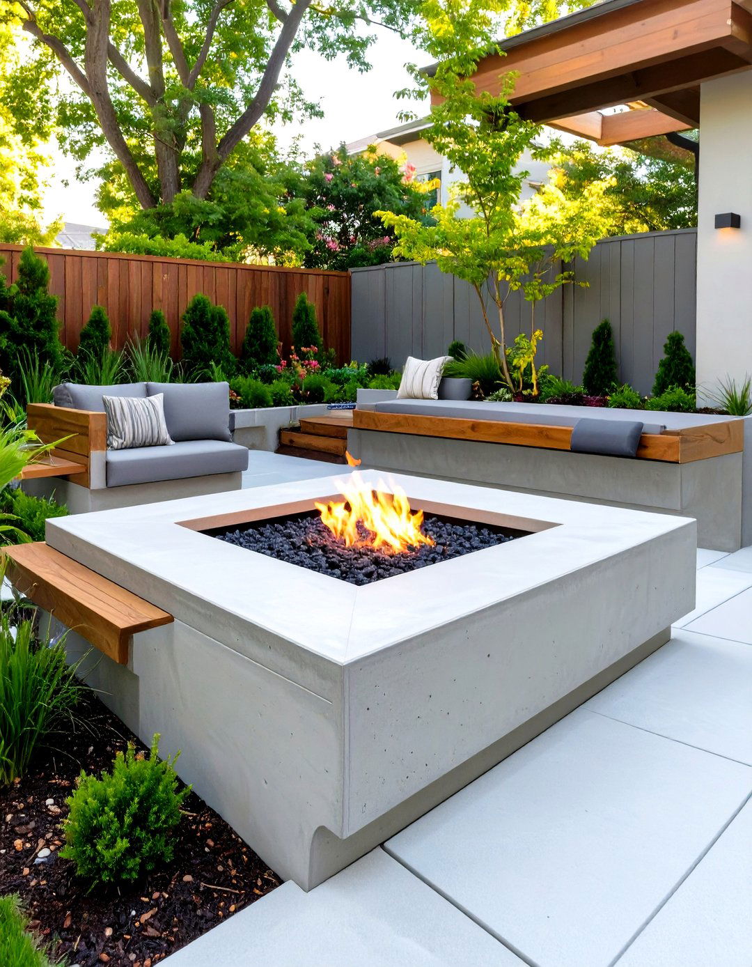 Sunken Fire Pit with Built in Seating - 30 small backyard fire pit ideas landscaping